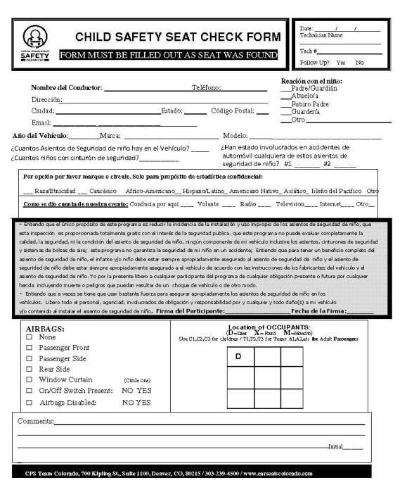CRS Inspection form SPANISH — Colorado Department of Transportation